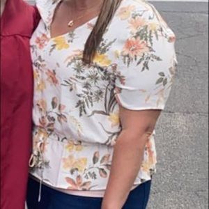 Short sleeve longer cropped blouse tee